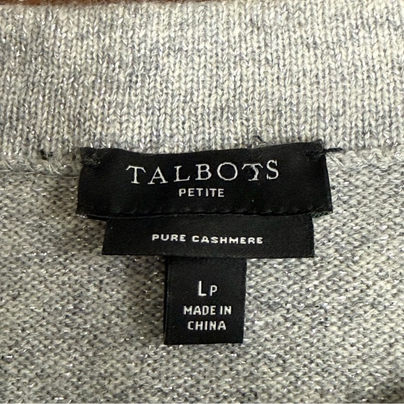 Talbots Petite Cashmere Metallic Gray Sweater LP Soft Luxe Classic Knit Top - Picture 7 of 9